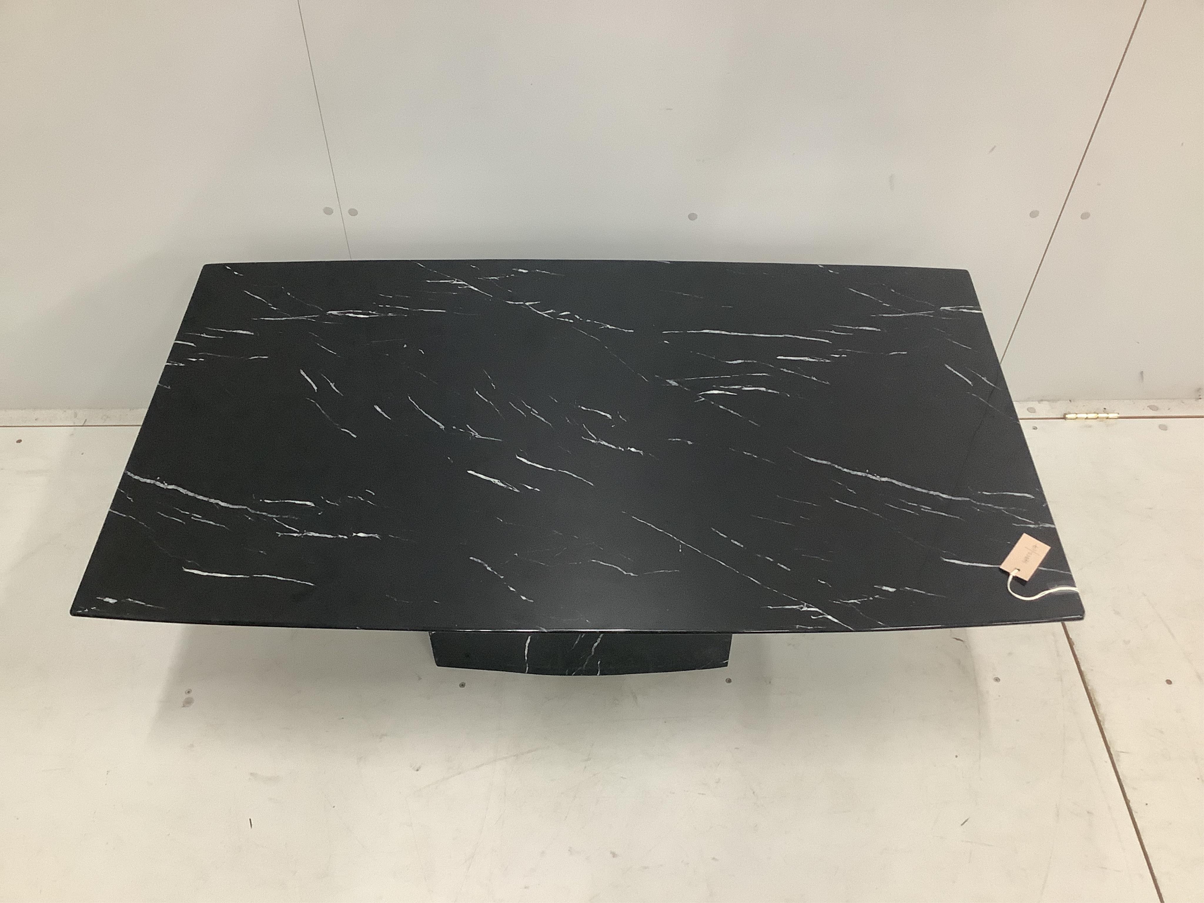 An Italian reconstituted marble coffee table, width 120cm, 68cm, height 47cm. Condition - good